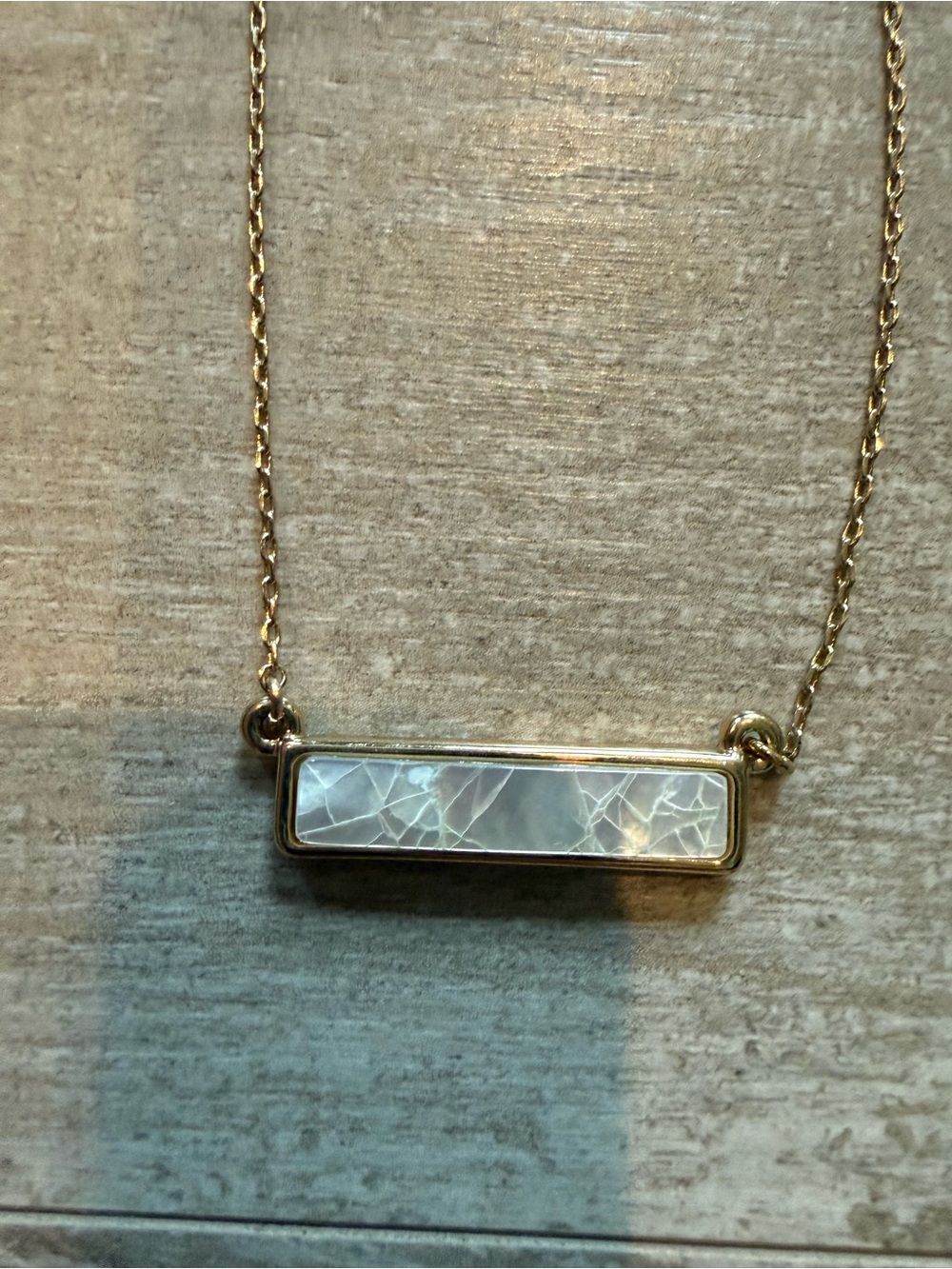 Loft gold tone mother of pearl bar necklace